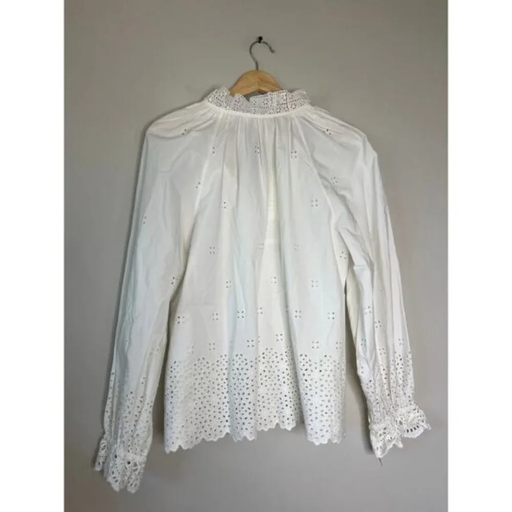 NWT Ulla Johnson Alora Longsleeve Eyelet Embroidered Blouse Top White Size: 10